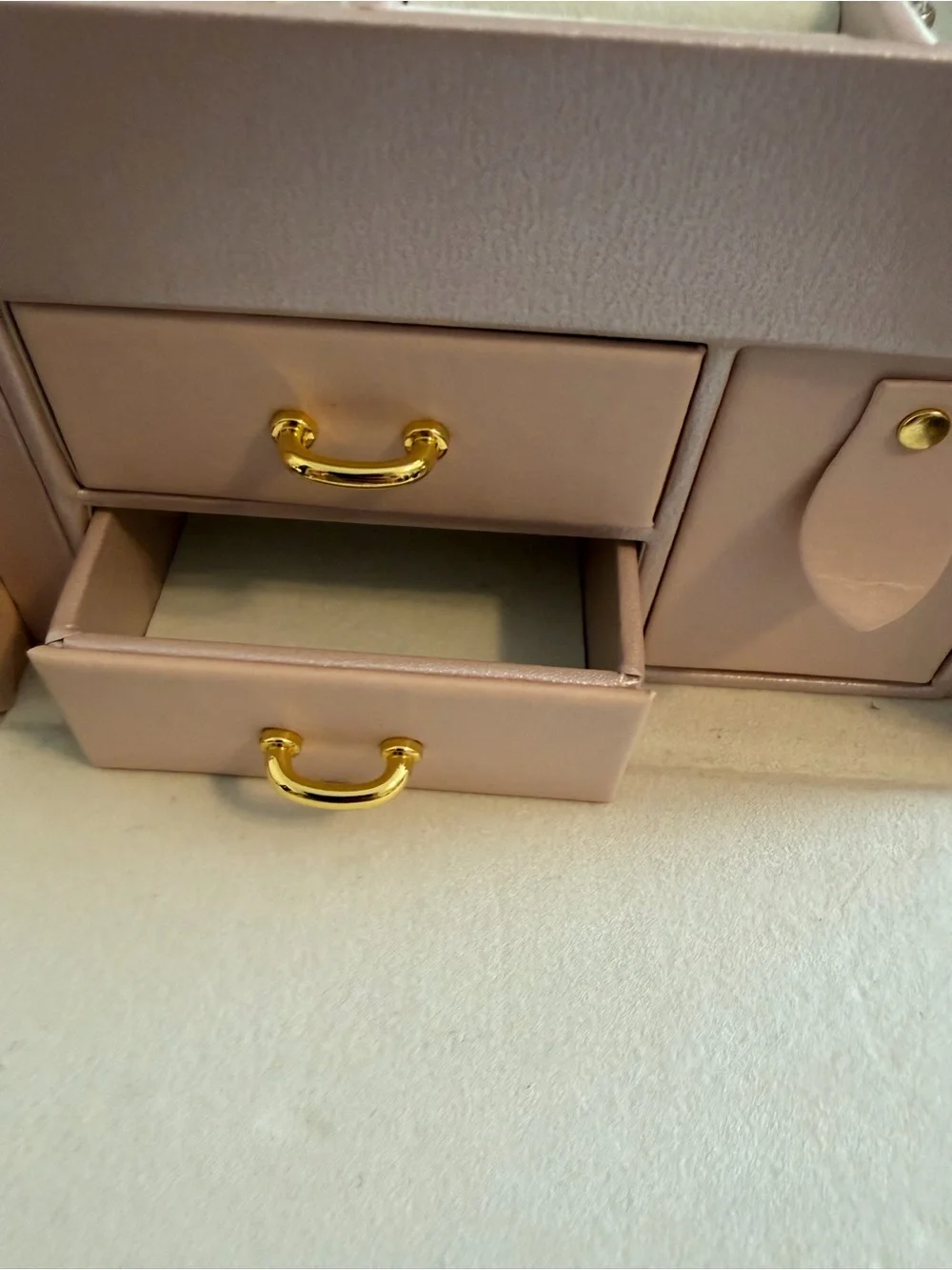Blush Pink Jewelry Box with Gold Hardware